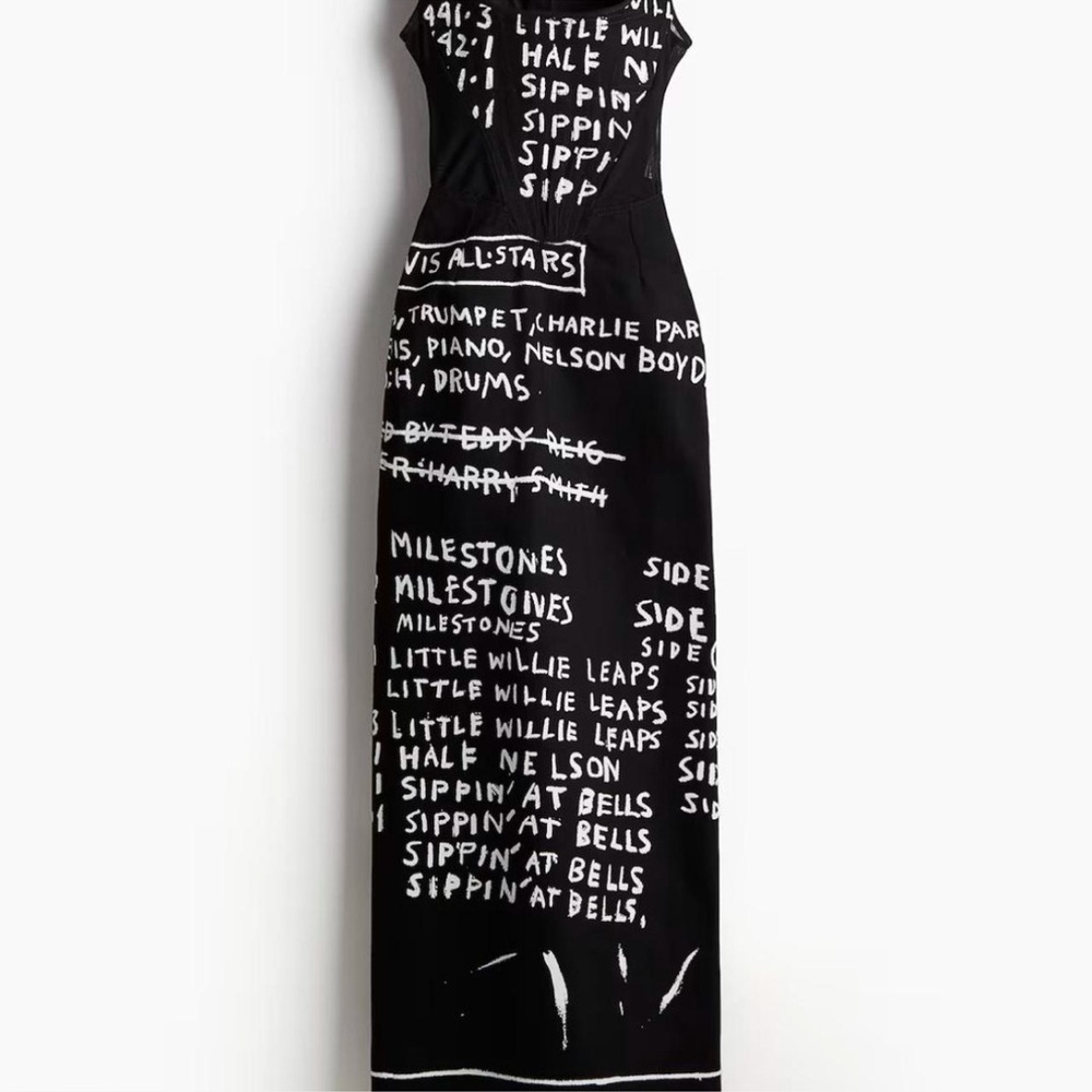 Black Denim CORSET DRESS Jean Michel
Basquiat x Ev Bravado & Téla D'Amore × H&M